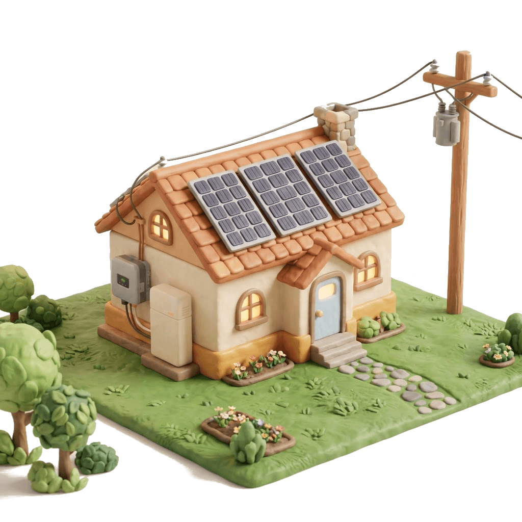 Claymation model of a home solar system